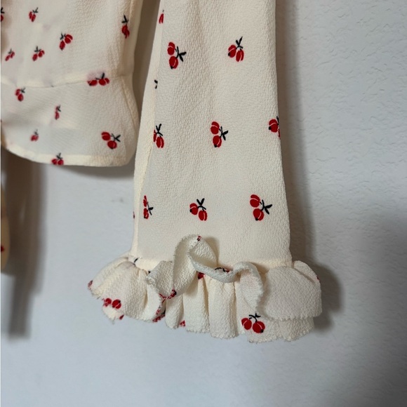 Rouje Paris Frou Frou Wrap Top Cherry Print Ruffle 36 XS/S - Picture 6 of 11